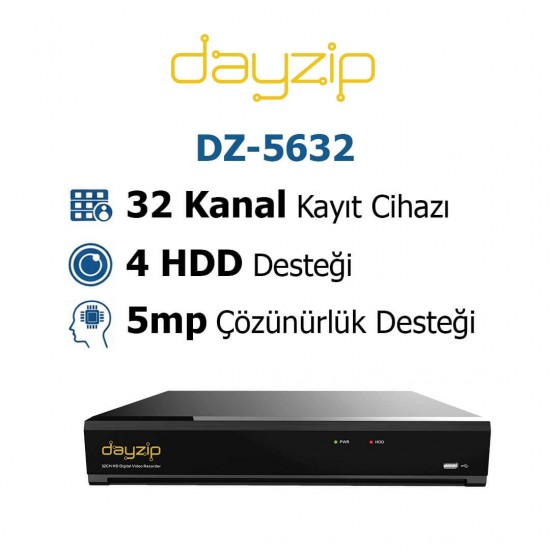 Dayzip DZ-5632 32 kanal 5MP XVR profesyonel güvenlik kayıt cihazı